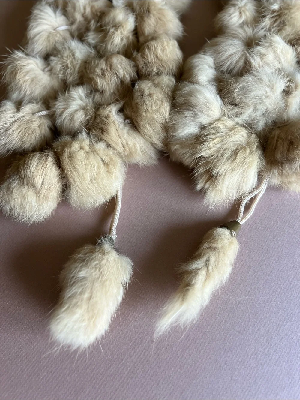 Vintage Tan Genuine Rabbit Fur Fuzzy Scarf